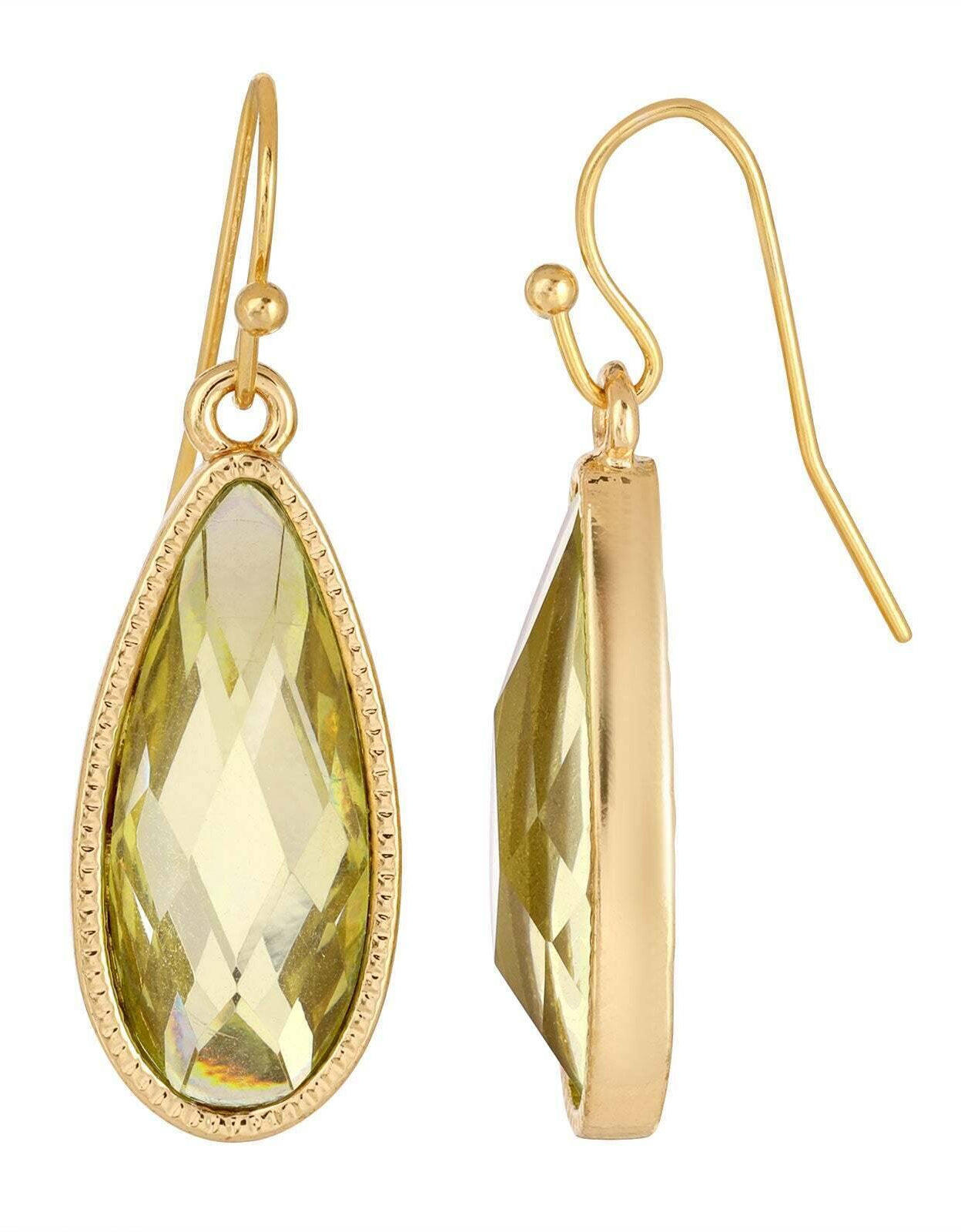 1928 Jewelry Light Topaz Stone Elongated Teardrop Earrings