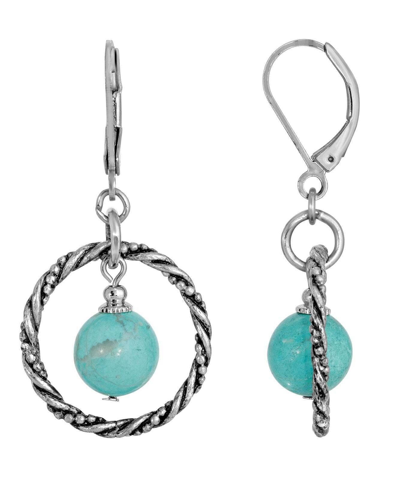 1928 Jewelry Genuine Round Gemstone Rope Hoop Earrings