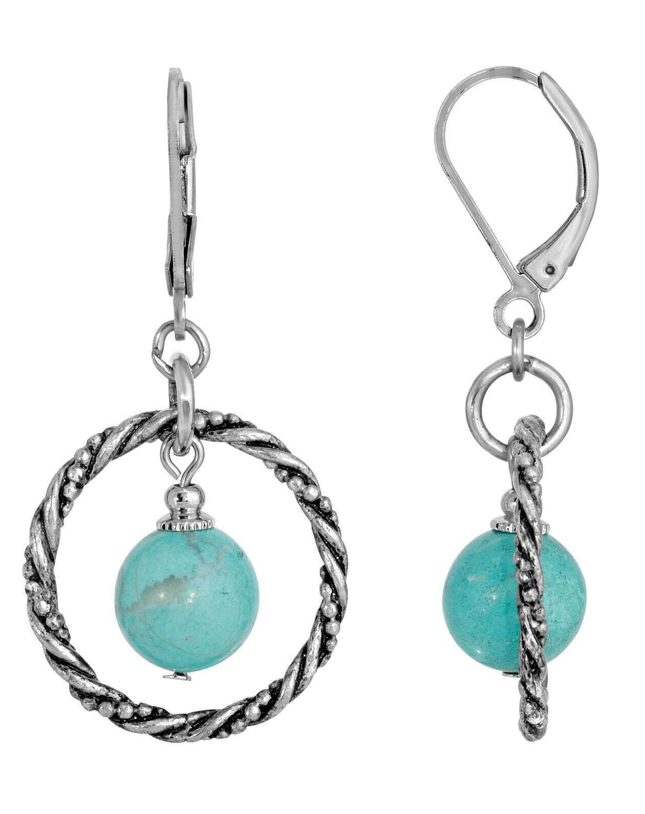 1928 Jewelry Genuine Round Gemstone Rope Hoop Earrings