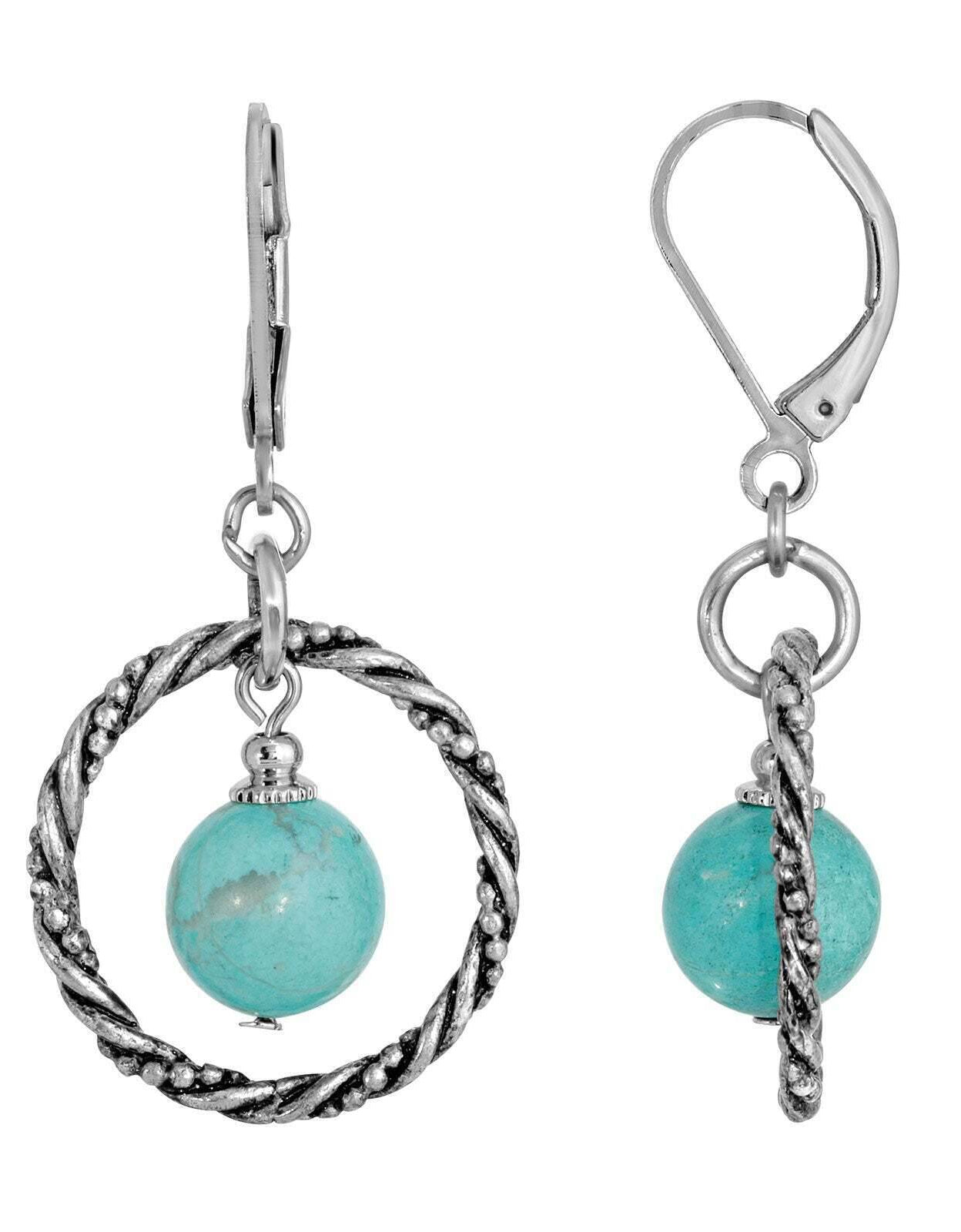 1928 Jewelry Genuine Round Gemstone Rope Hoop Earrings