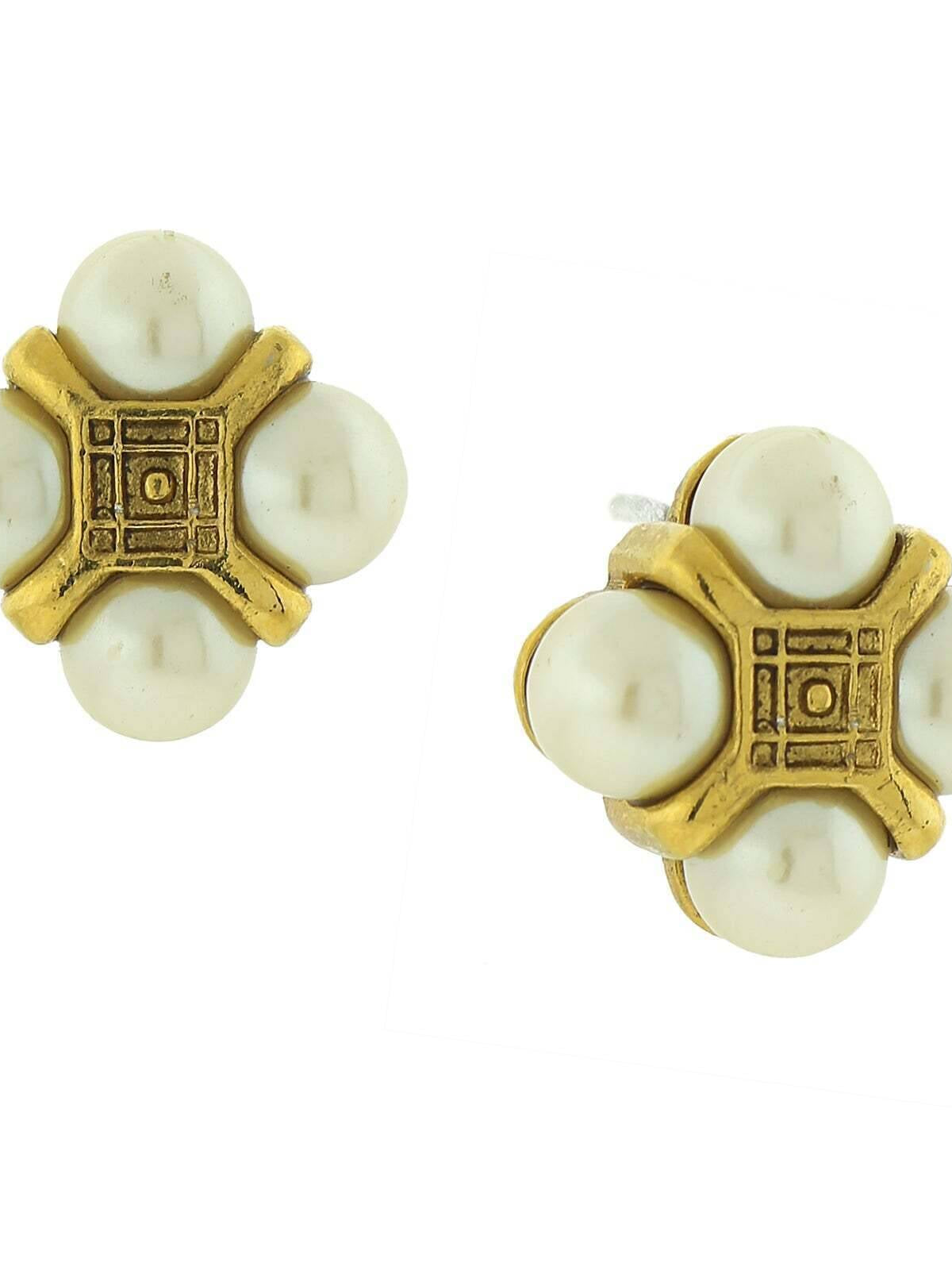 Antiquities Couture Quartet Faux Pearl Button Earrings