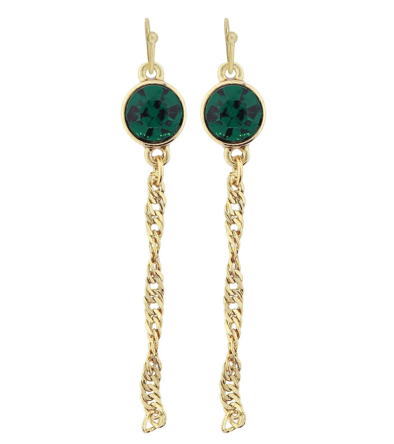 2028 Jewelry Crystal Chain Drop Wire Earrings