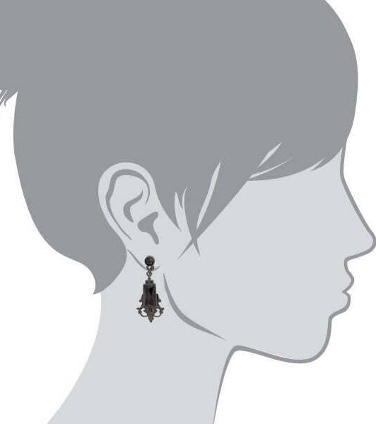 1928 Jewelry Black Rectangle Crystal Drop Earrings