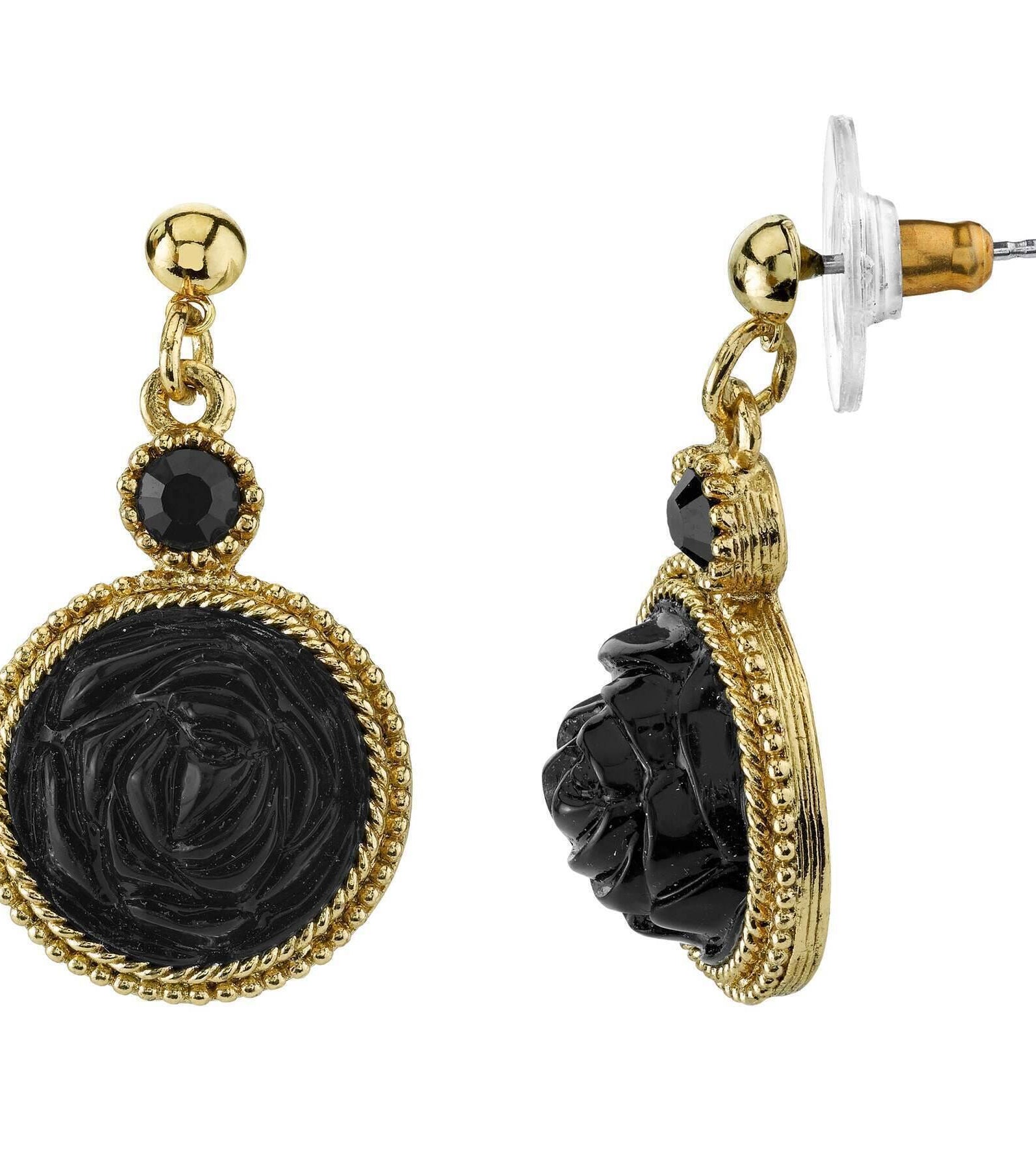 2028 Jewelry Gold-Tone Black Drop Earrings