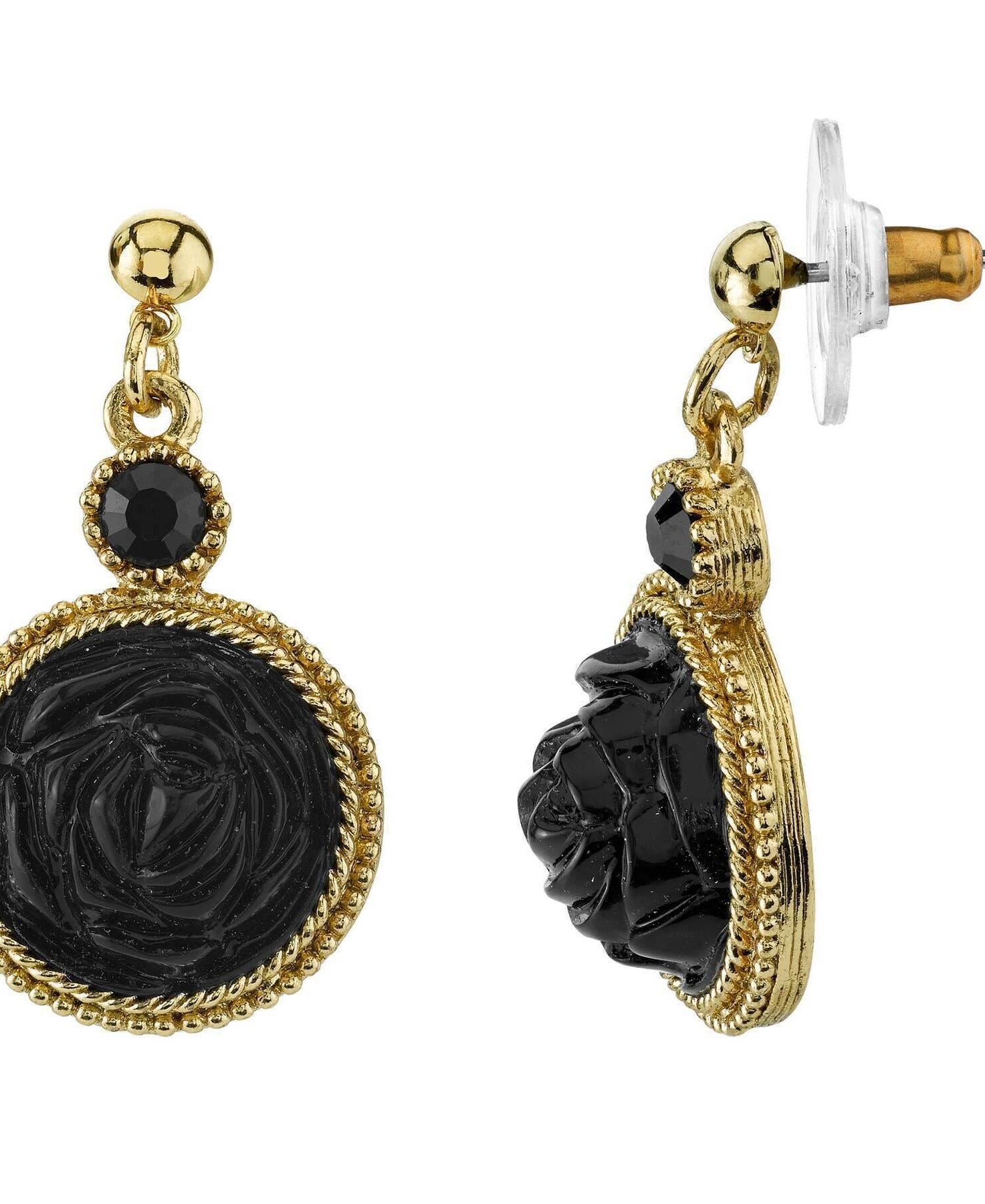 2028 Jewelry Gold-Tone Black Drop Earrings