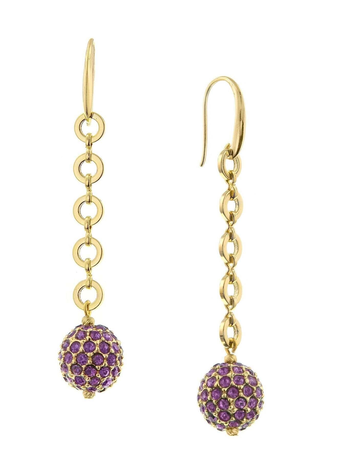 1928 Jewelry Amethyst Purple Crystal Linear Fireball Earrings