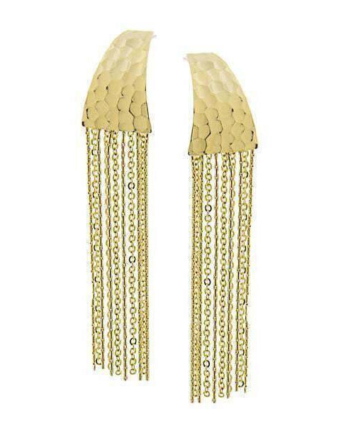 1928 Jewelry Gold Hammered Chain Linear Tassel Earrings