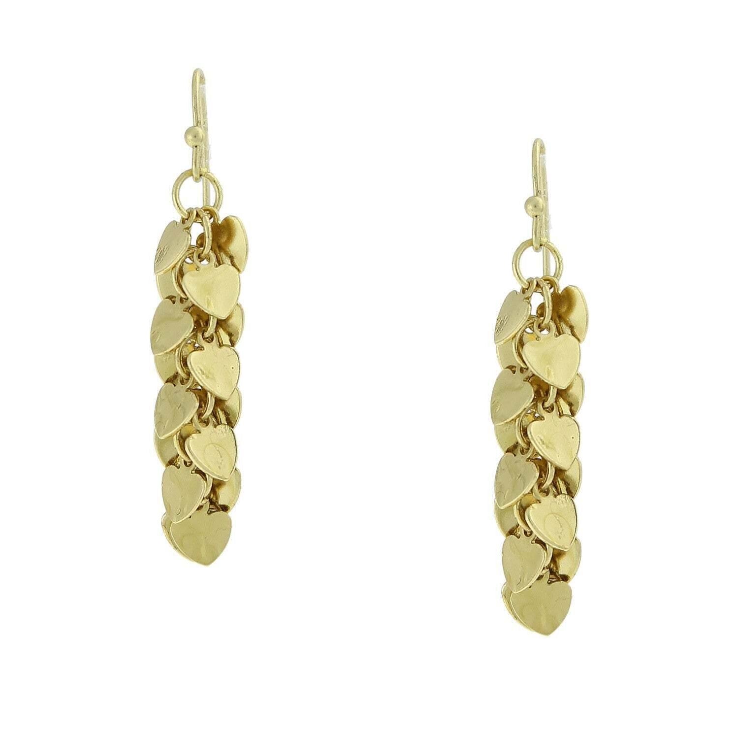 1928 Jewelry Gold Linear Heart Cluster Drop Earrings