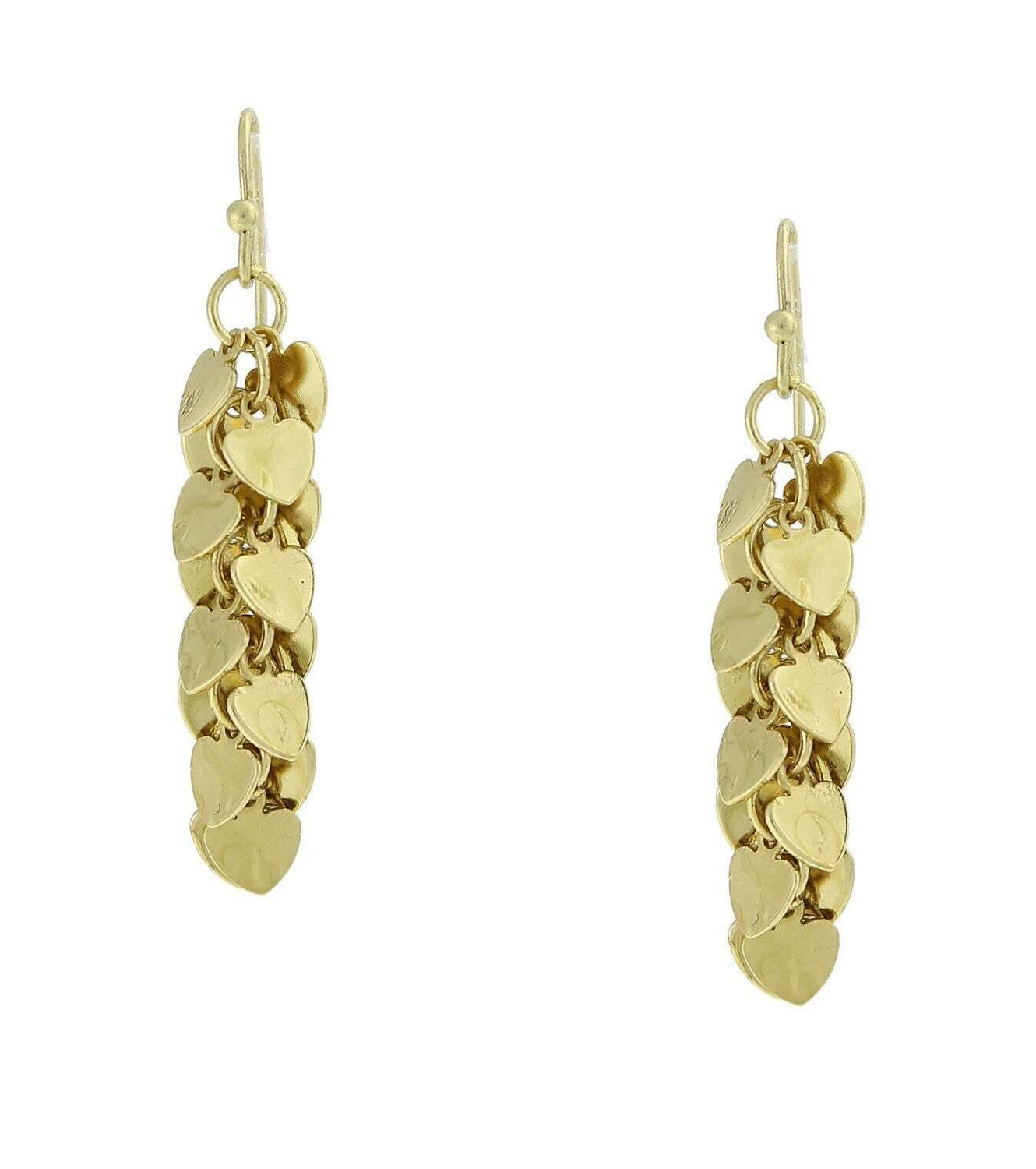 1928 Jewelry Gold Linear Heart Cluster Drop Earrings