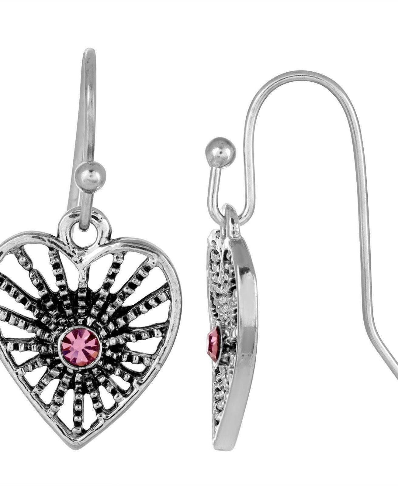 1928 Jewelry Radiating Heart Crystal Drop Earrings