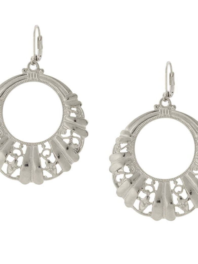 2028 Jewelry Art Deco Inspired Filigree Front Face Hoop Earrings