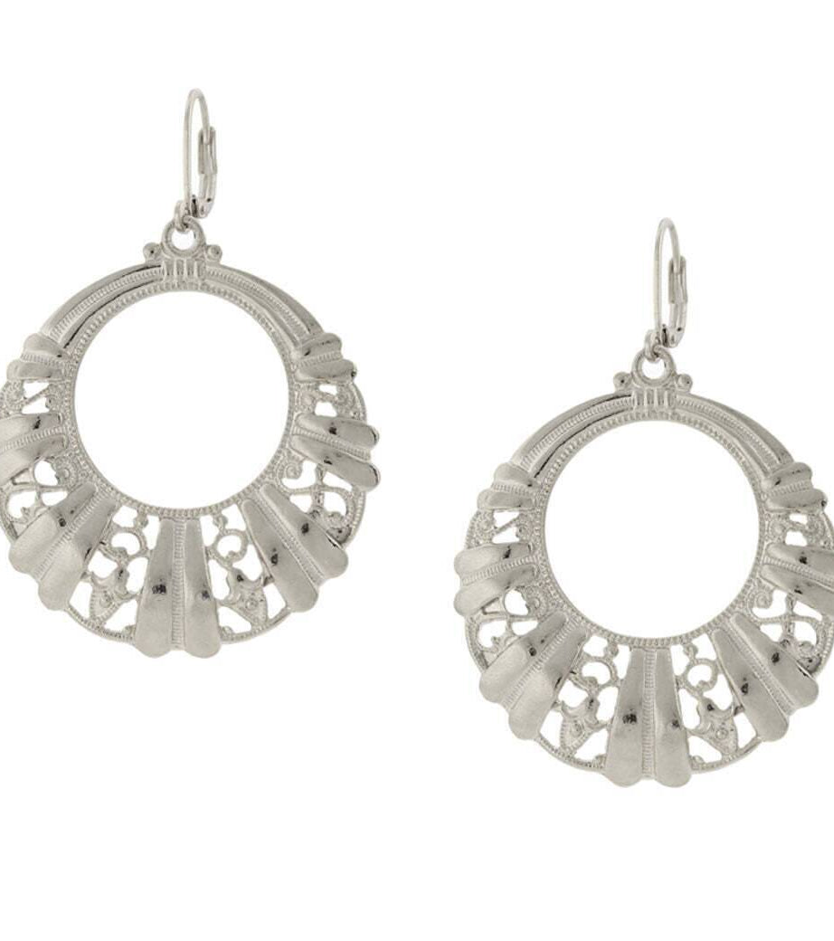 2028 Jewelry Art Deco Inspired Filigree Front Face Hoop Earrings