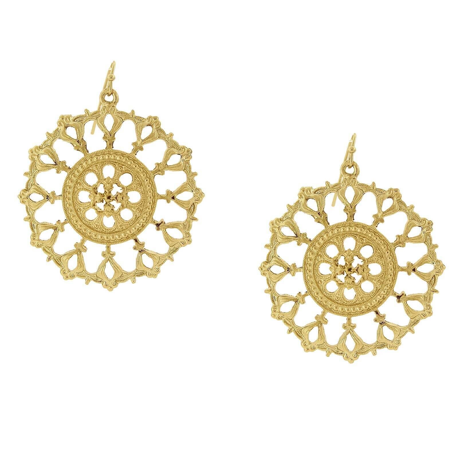 2028 Jewelry Gold Round Filigree Drop Earrings