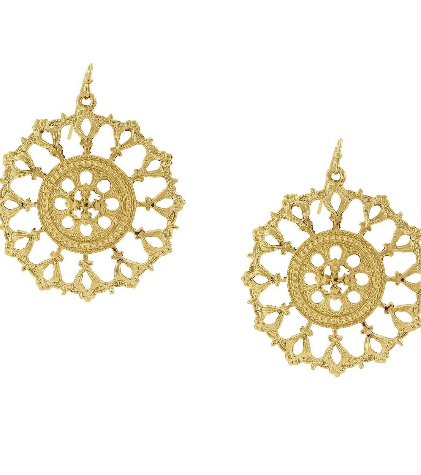 2028 Jewelry Gold Round Filigree Drop Earrings