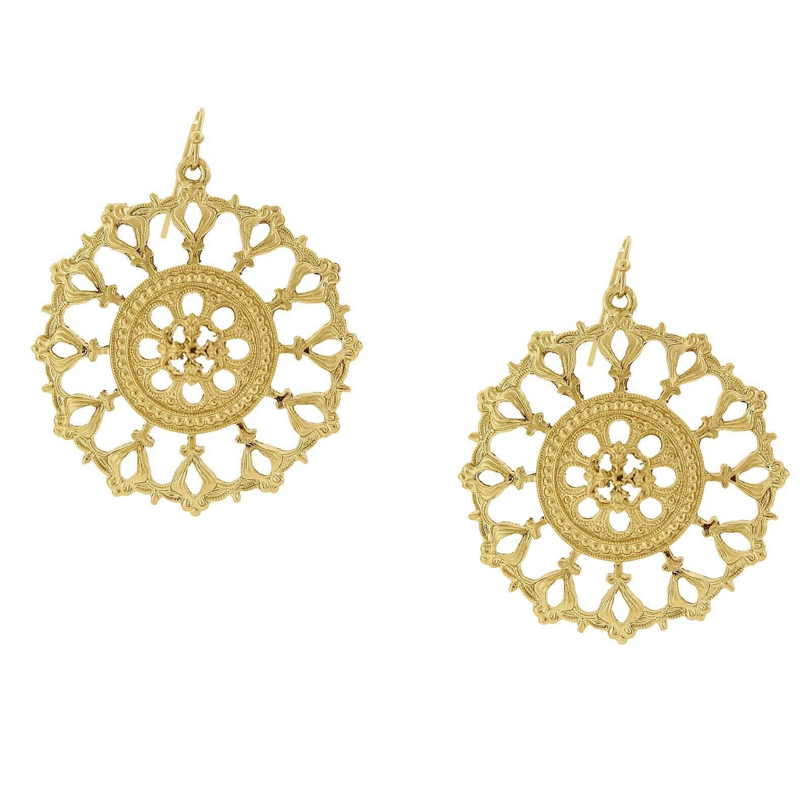2028 Jewelry Gold Round Filigree Drop Earrings
