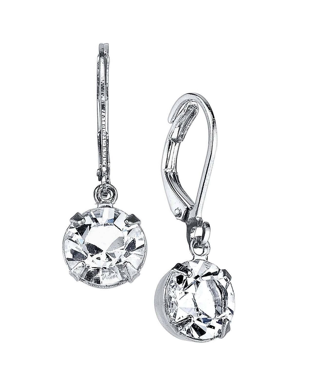 1928 Bridal Round Genuine Austrian Crystal Drop Earrings