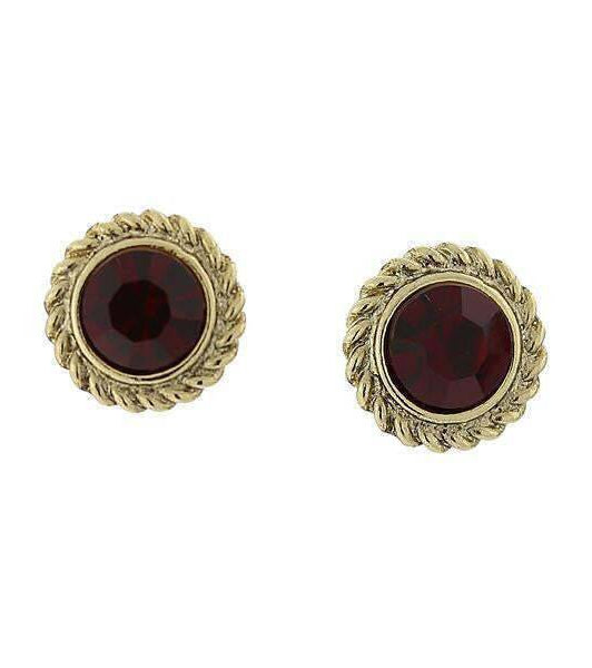 2028 Jewelry Siam Red Round Button Earrings