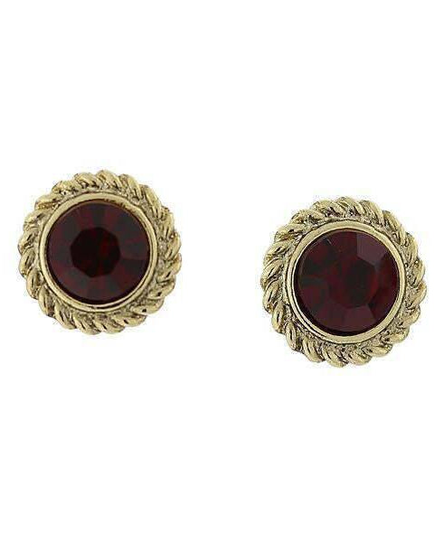 2028 Jewelry Siam Red Round Button Earrings