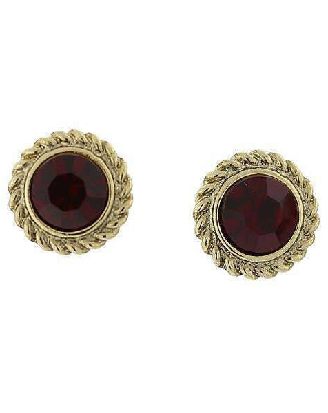 2028 Jewelry Siam Red Round Button Earrings