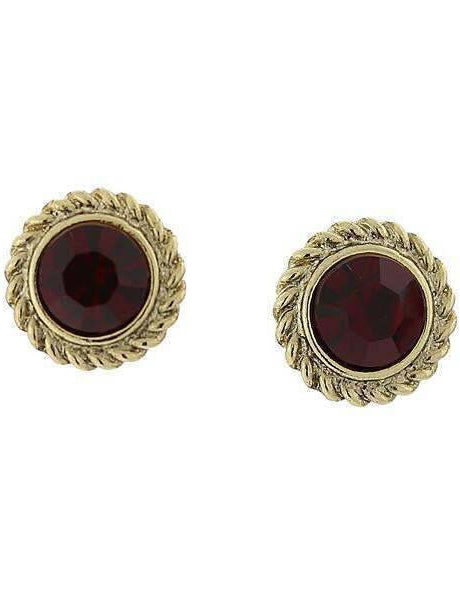 2028 Jewelry Siam Red Round Button Earrings