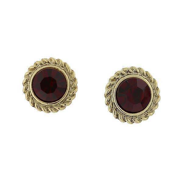 2028 Jewelry Siam Red Round Button Earrings