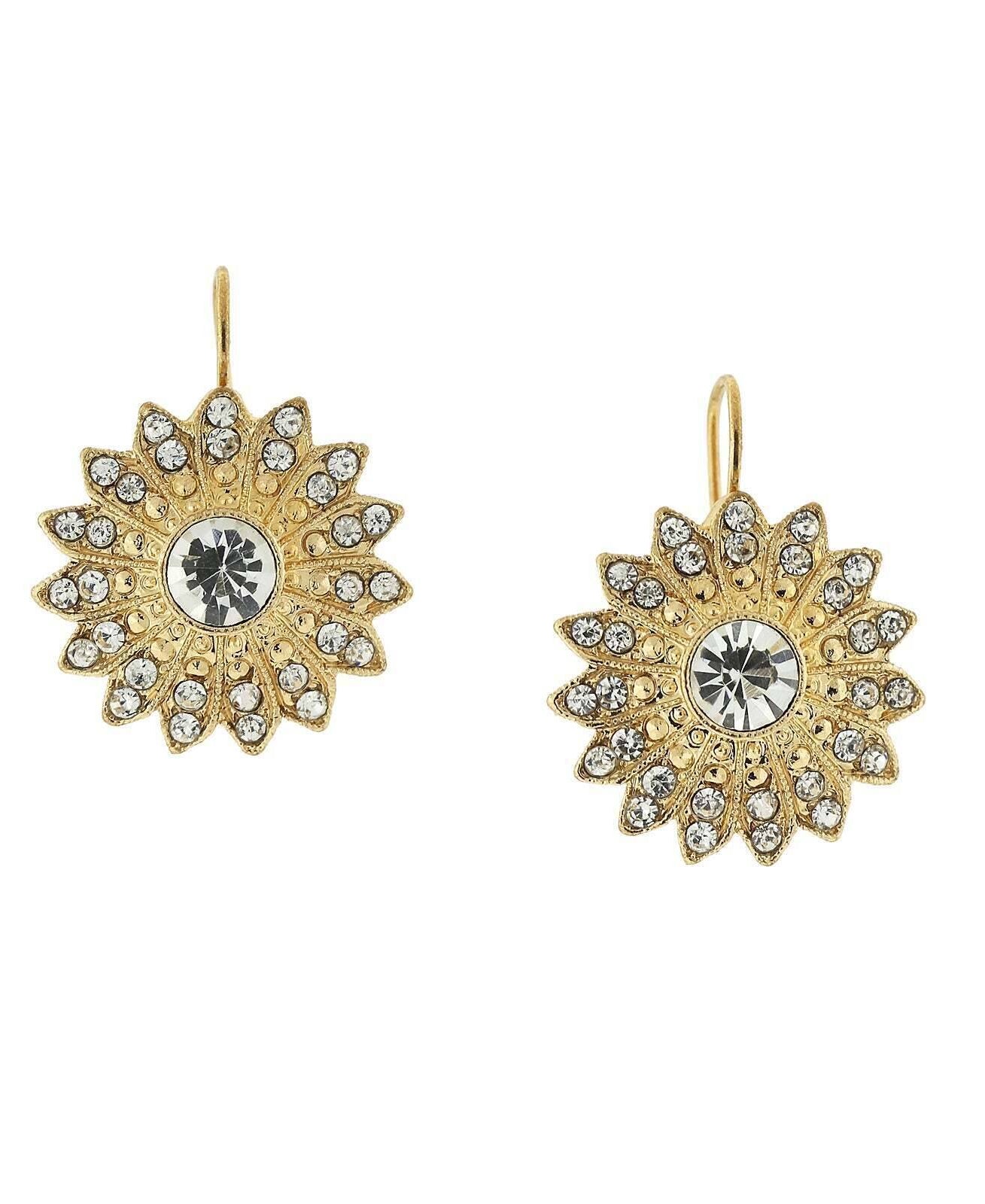 1928 Jewelry Crystal Sunburst Drop Earrings