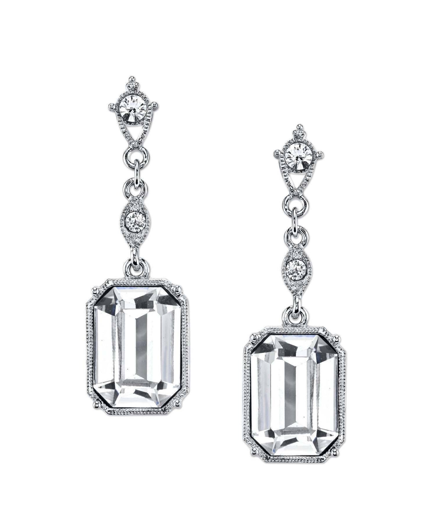 2028 Jewelry Genuine Austrian Crystal Octagon Drop Earrings