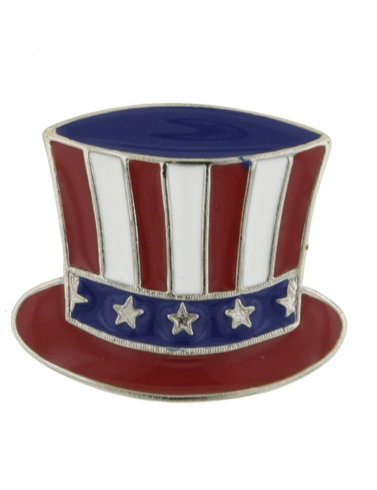 1928 Jewelry Hand Enameled Uncle Sam Hat Clothing Pin