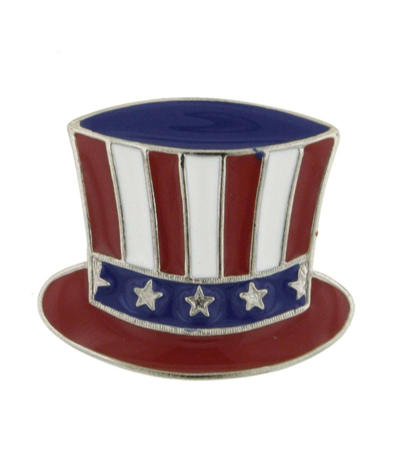1928 Jewelry Hand Enameled Uncle Sam Hat Clothing Pin