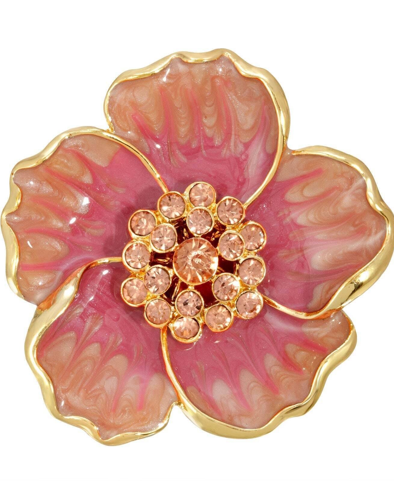 2028 Jewelry Enamel & Glass Stone Crystals Flower Pin