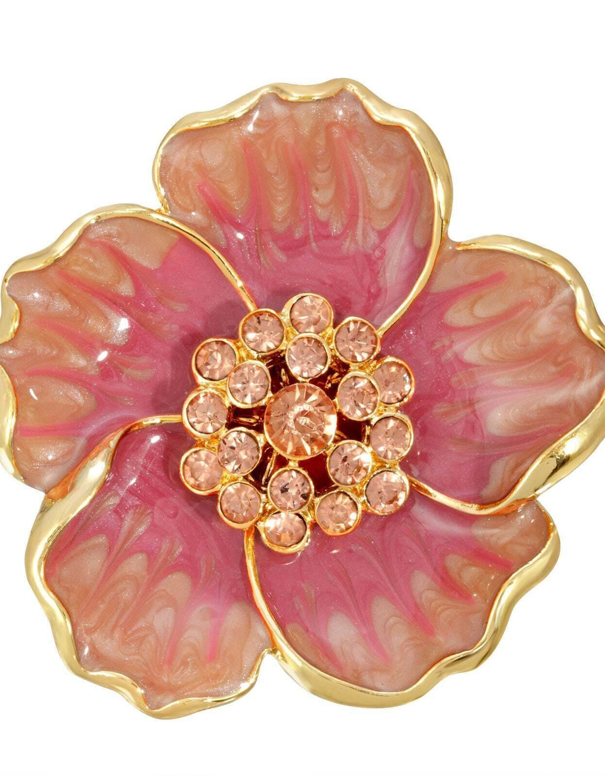 2028 Jewelry Enamel & Glass Stone Crystals Flower Pin