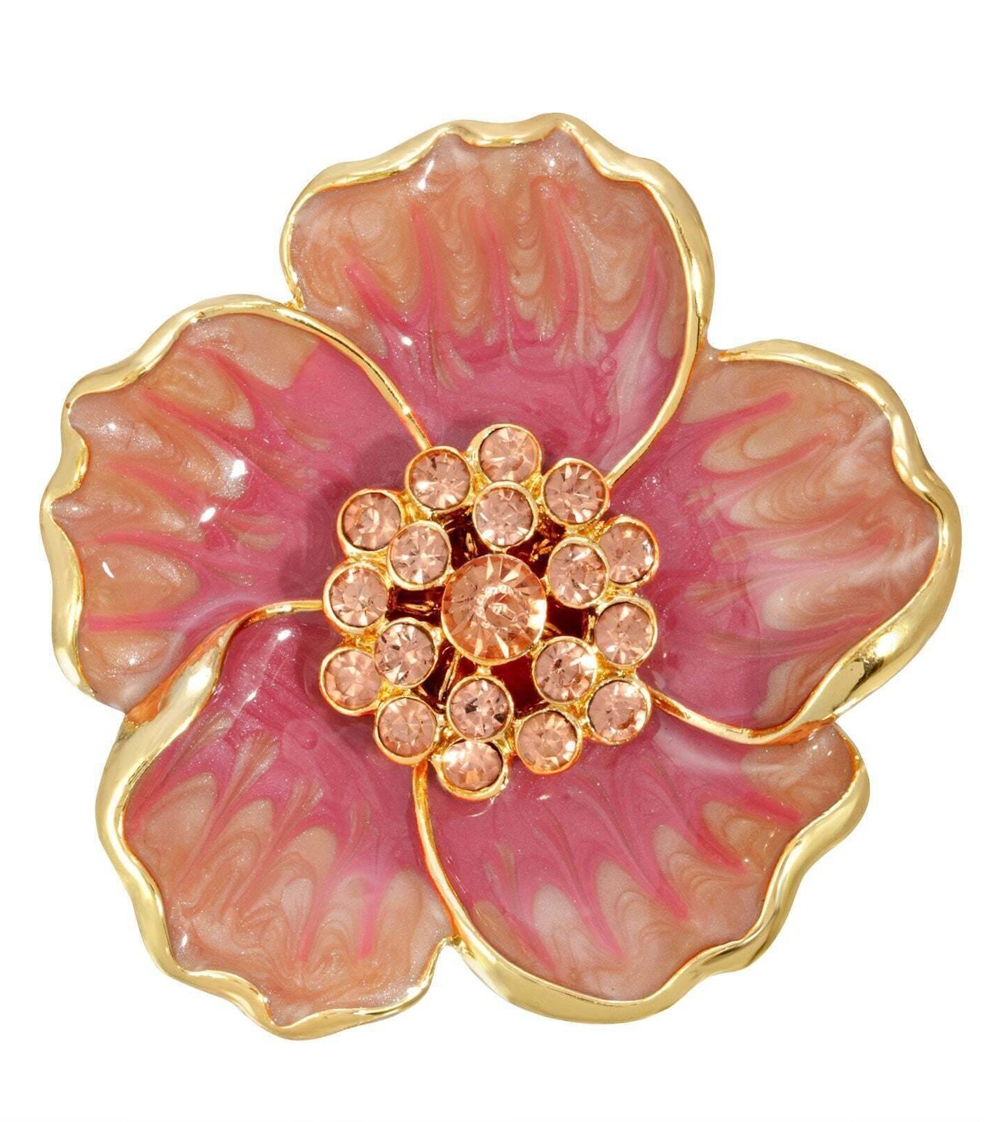 2028 Jewelry Enamel & Glass Stone Crystals Flower Pin