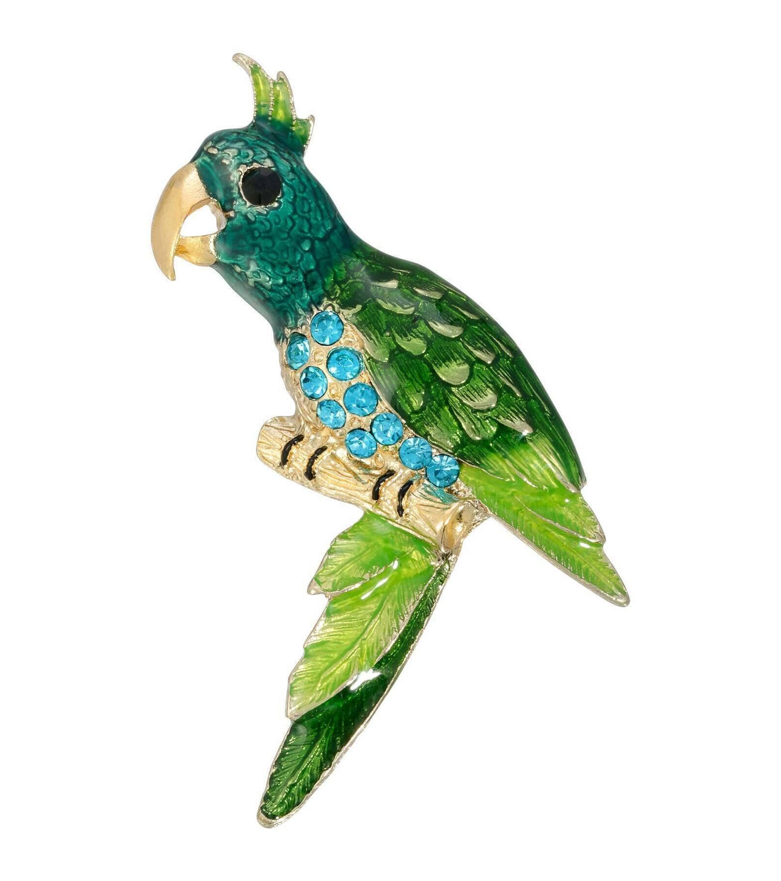 2028 Jewelry Neotropic Enamel & Crystal Perched Parrot Pin