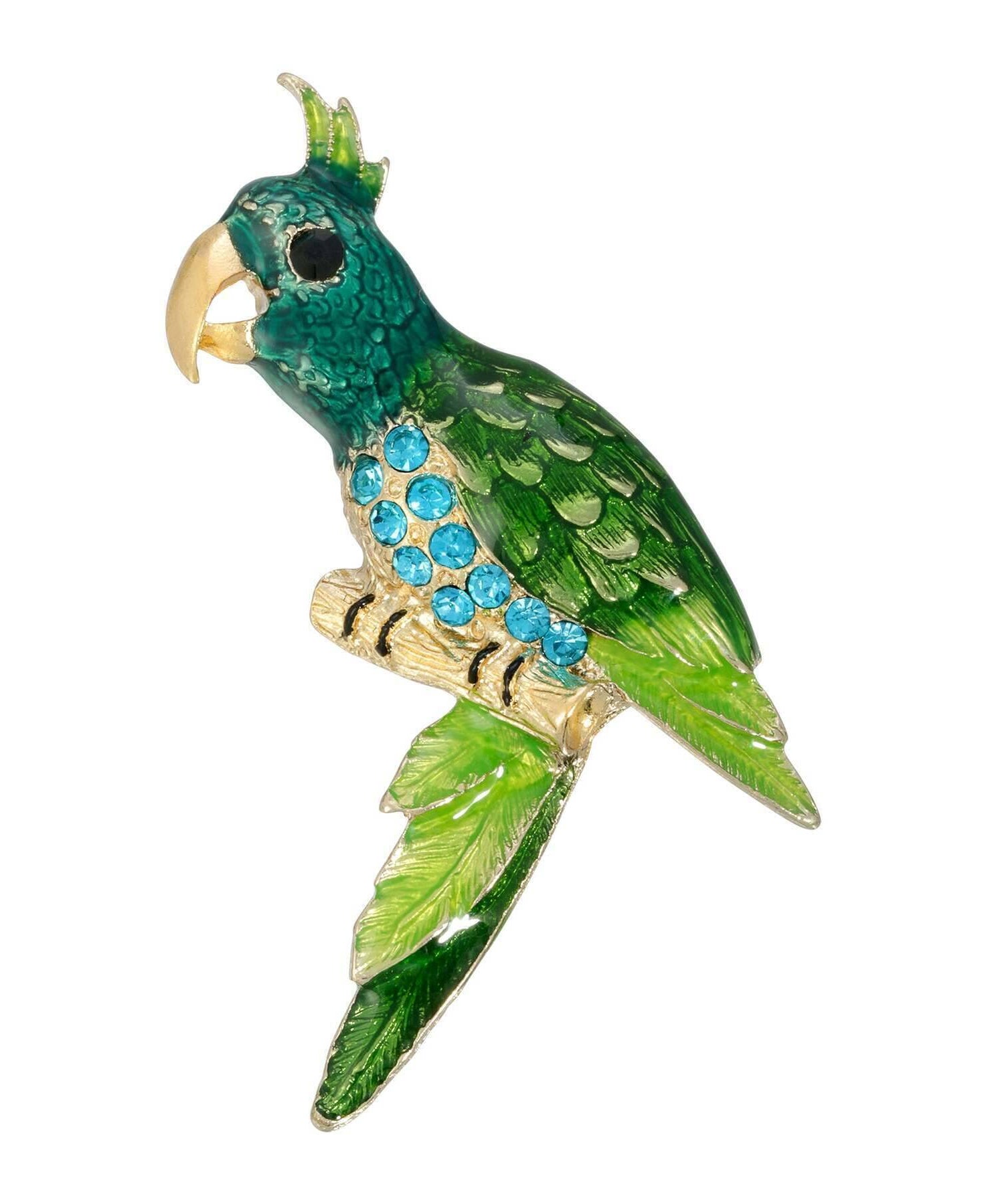 2028 Jewelry Neotropic Enamel & Crystal Perched Parrot Pin