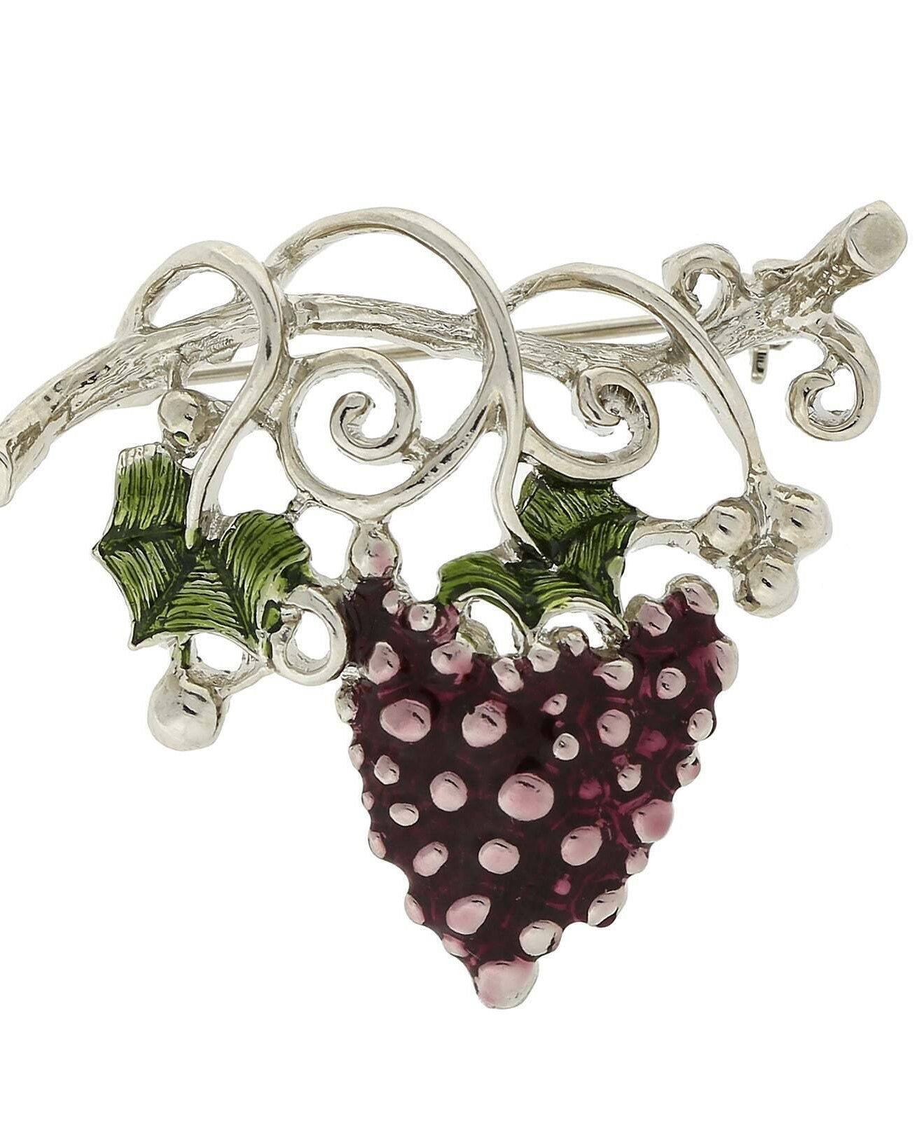 1928 Jewelry Winery Purple Grapes On Vine Pin