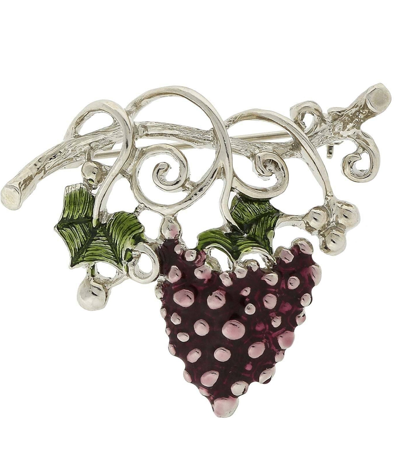 1928 Jewelry Winery Purple Grapes On Vine Pin