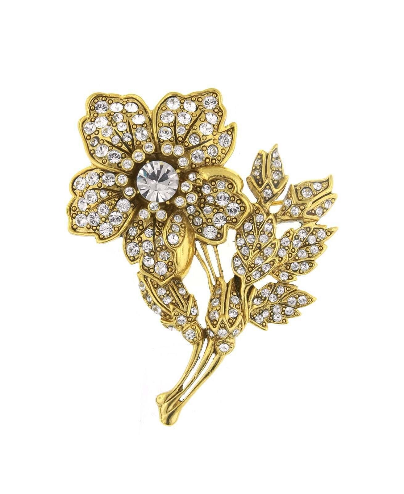 Antiquities Couture Pave Crystal Flower Pin