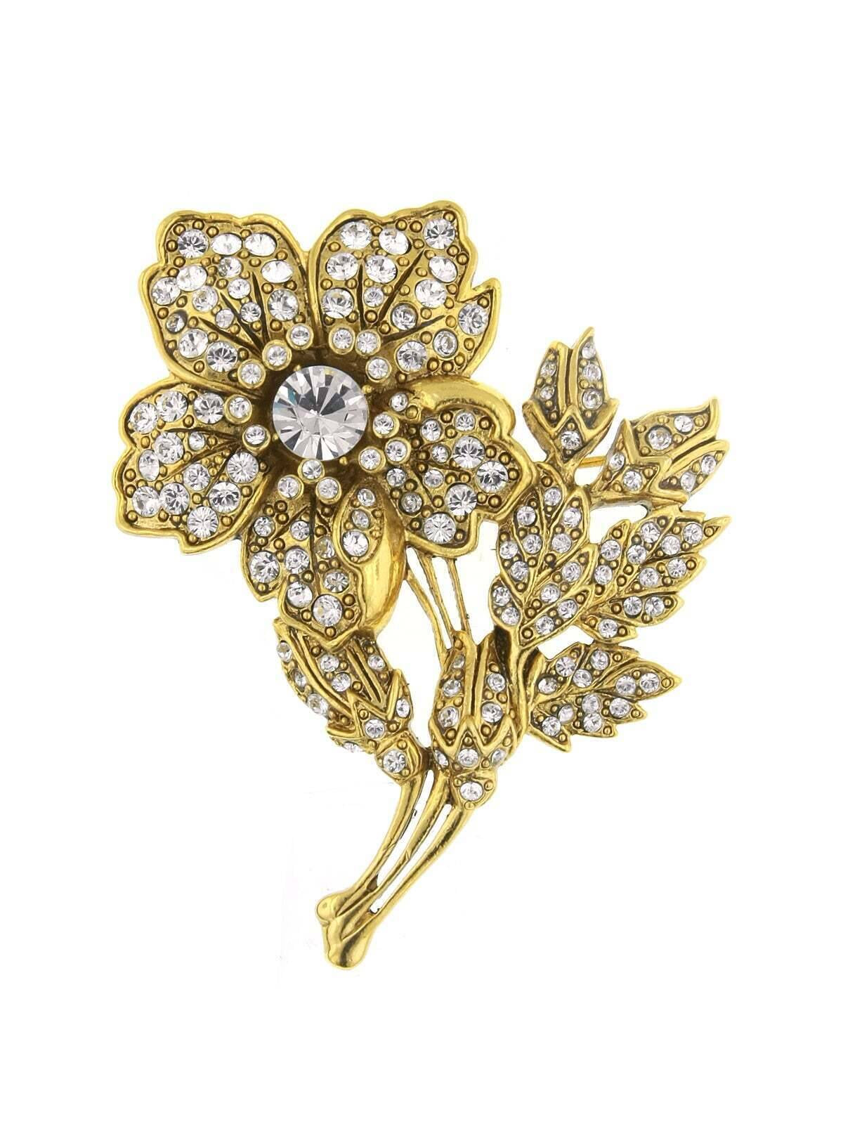Antiquities Couture Pave Crystal Flower Pin