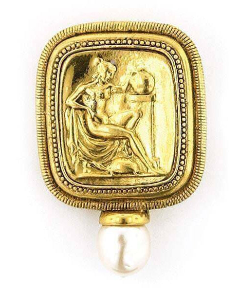 Antiquities Couture Classical Grecian Goddess Faux Pearl Pin