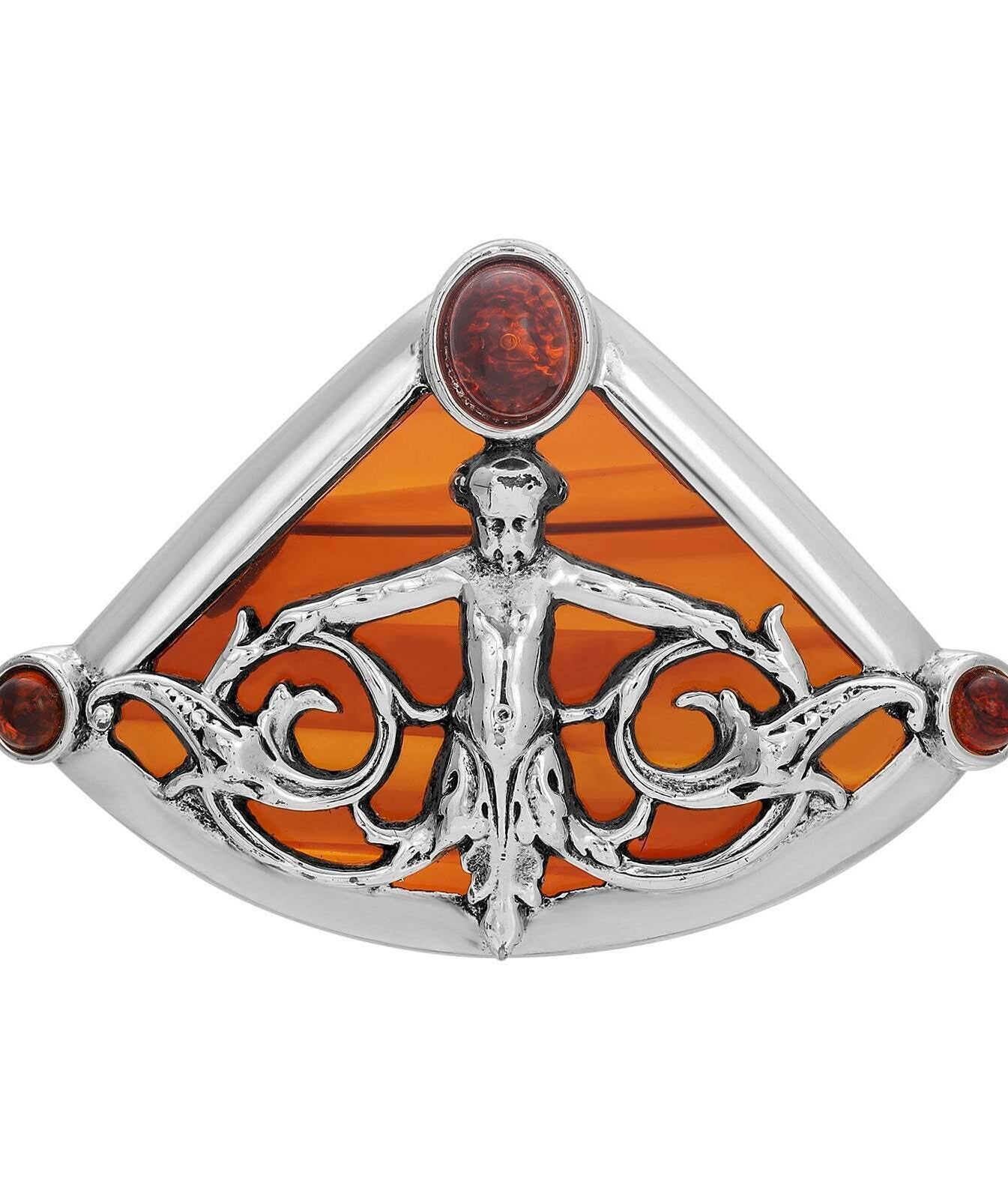 Antiquities Couture Triangular Tortoise Cherub And Vines Pin