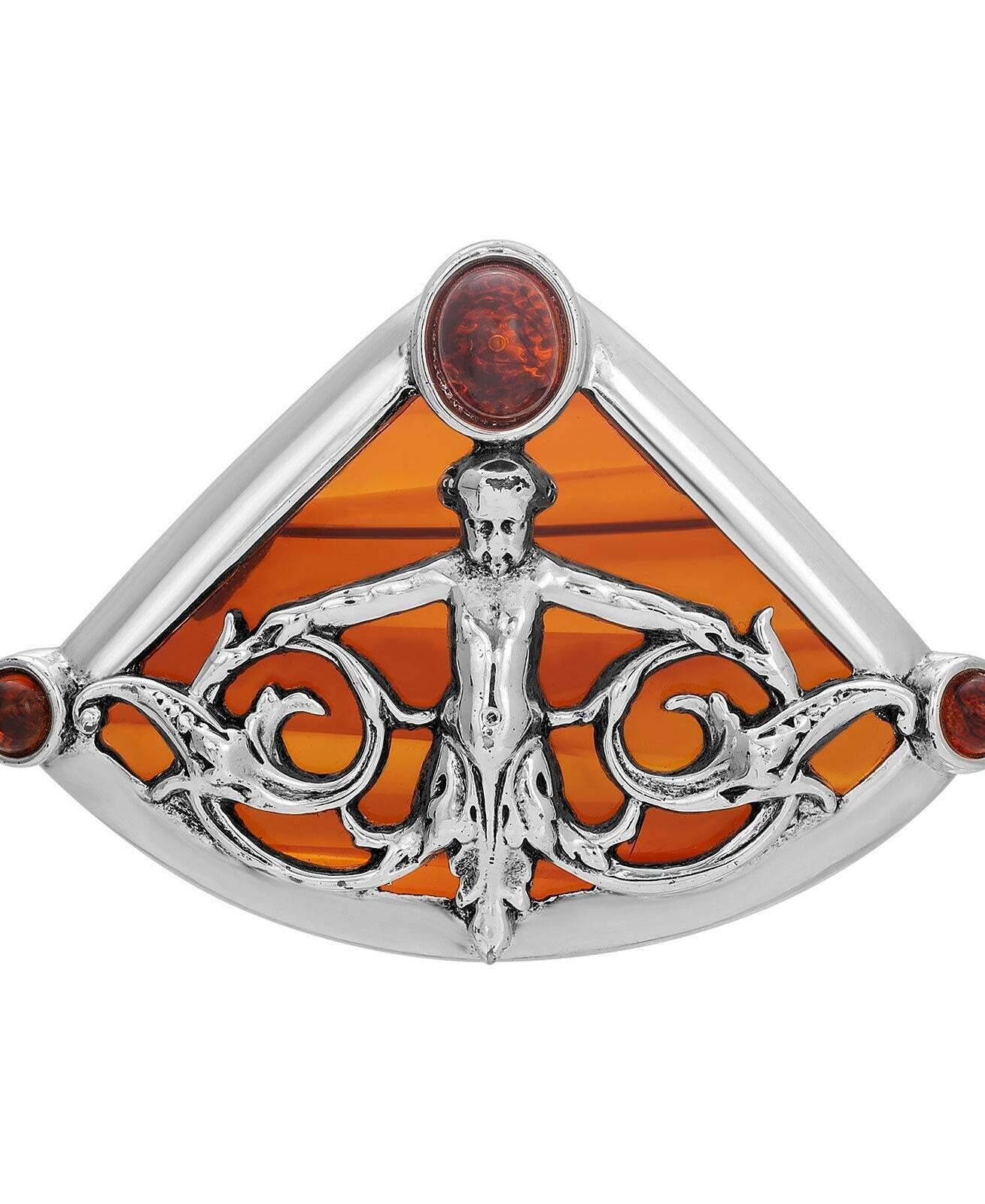 Antiquities Couture Triangular Tortoise Cherub And Vines Pin