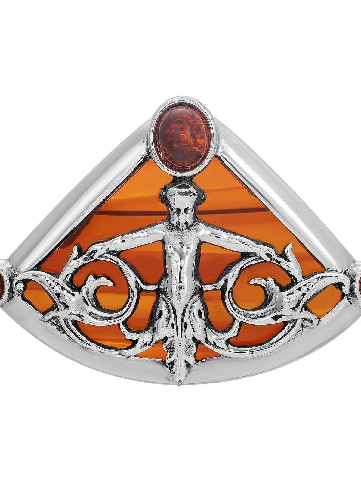 Antiquities Couture Triangular Tortoise Cherub And Vines Pin