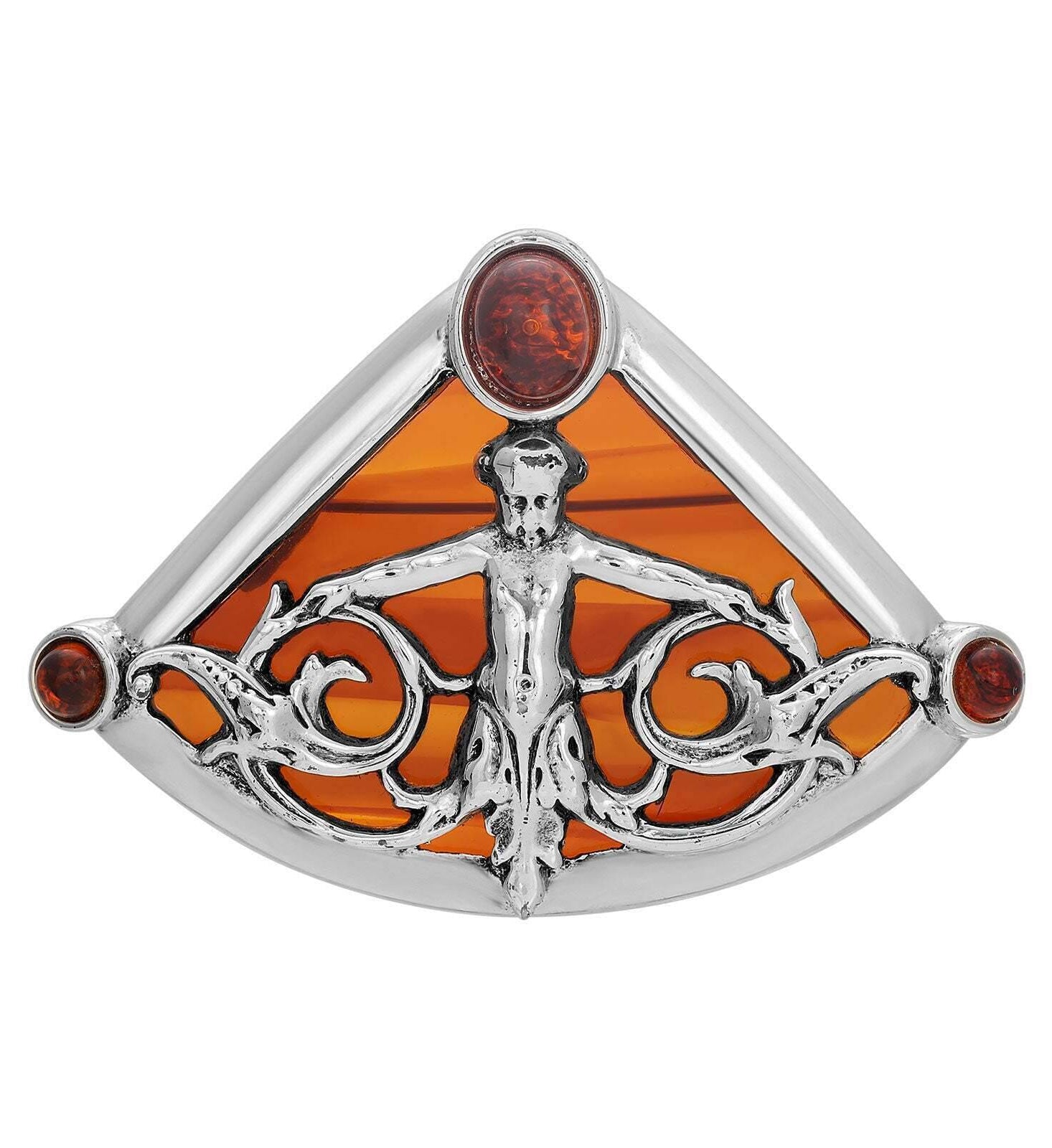 Antiquities Couture Triangular Tortoise Cherub And Vines Pin