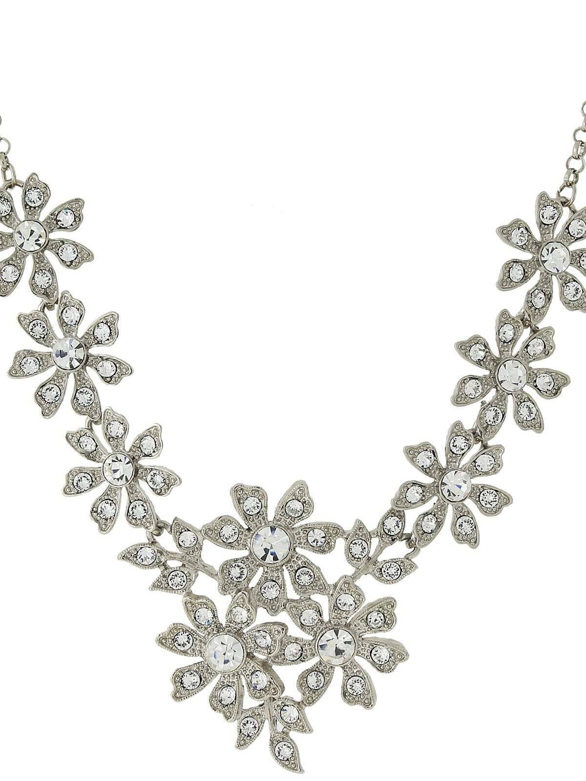 2028 Jewelry Crystal Flower Statement Necklace 16" + 3" Extender