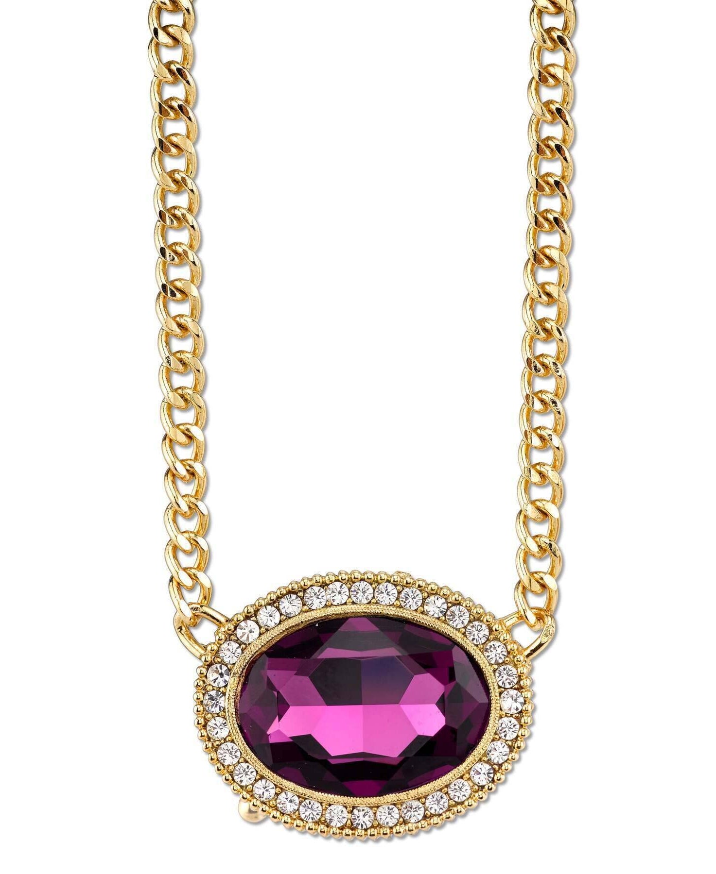 2028 Jewelry Amethyst Purple Color Crystal Austrian Pendant Necklace 16"