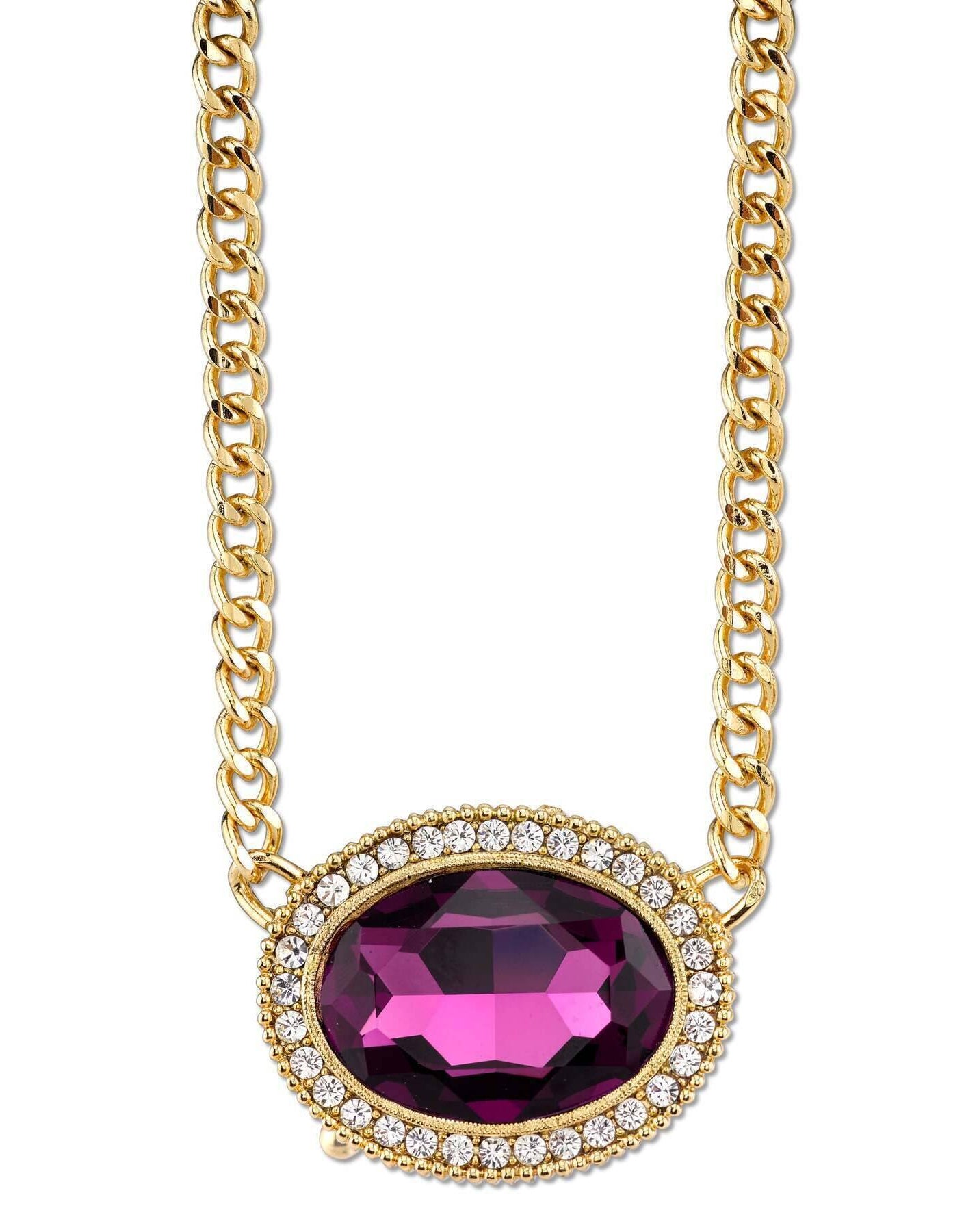 2028 Jewelry Amethyst Purple Color Crystal Austrian Pendant Necklace 16"