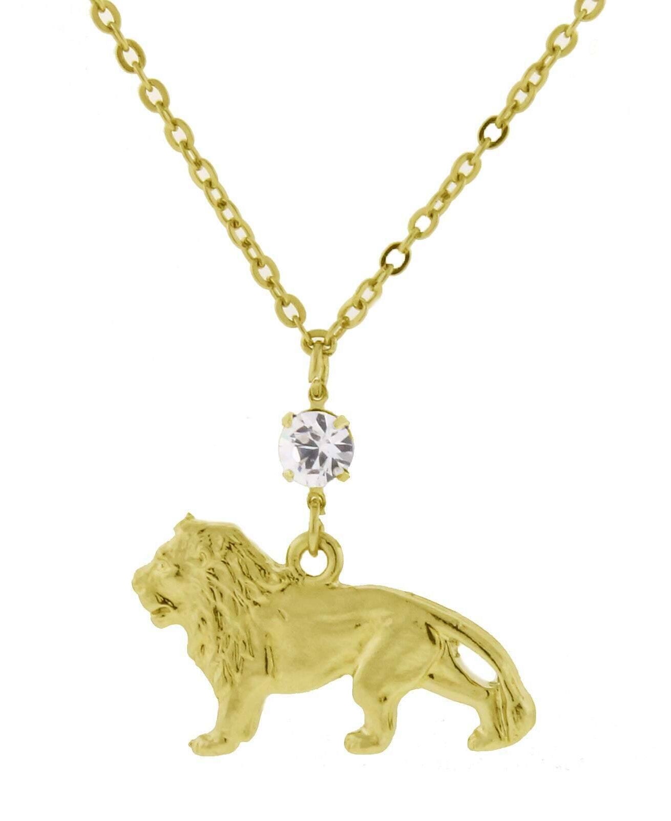 1928 Jewelry Crystal Cecil The Lion Pendant Necklace 16" + 3" Extender