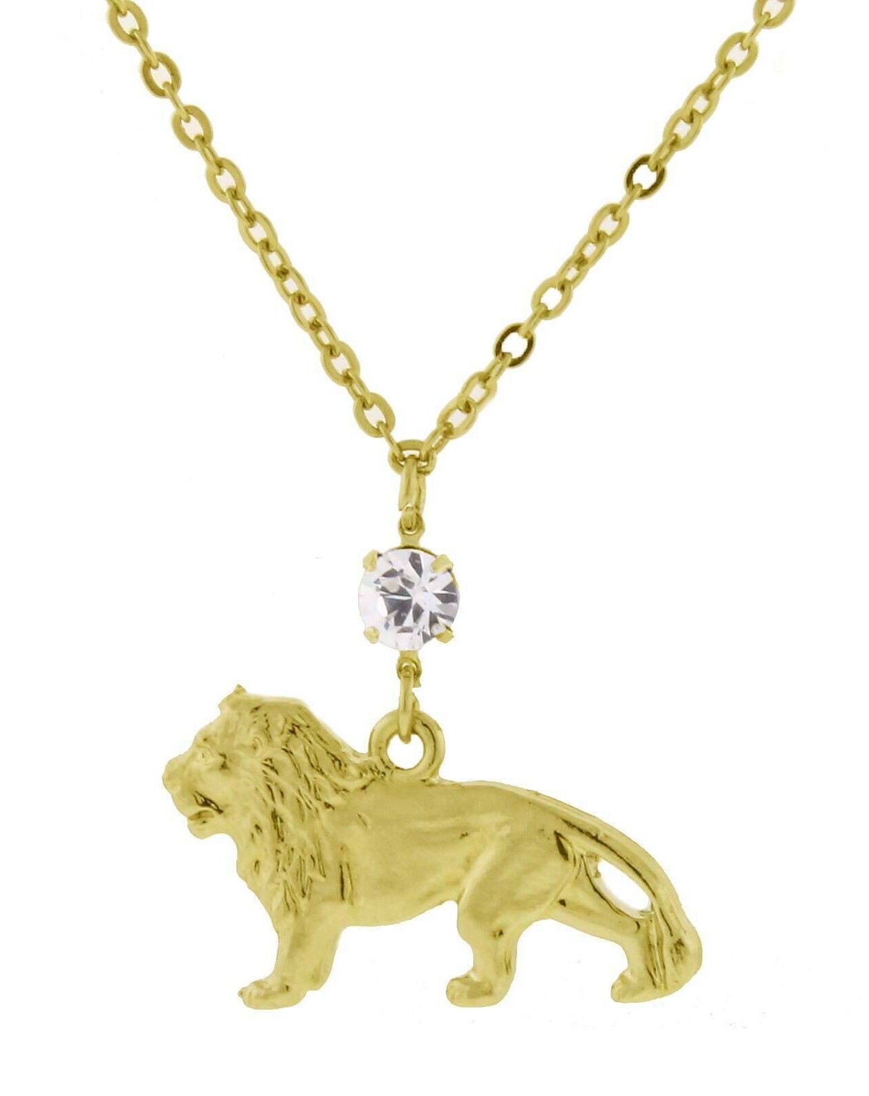 1928 Jewelry Crystal Cecil The Lion Pendant Necklace 16" + 3" Extender