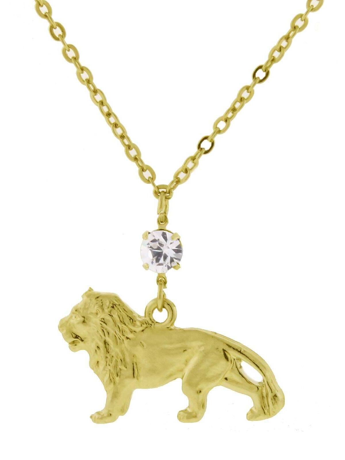 1928 Jewelry Crystal Cecil The Lion Pendant Necklace 16" + 3" Extender
