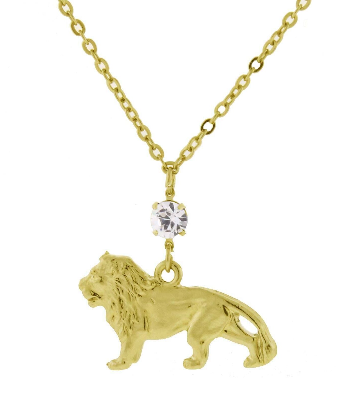 1928 Jewelry Crystal Cecil The Lion Pendant Necklace 16" + 3" Extender